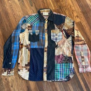 Western Patchwork Shirt Ralph Lauren Patchwork Mens - Pearl Snap Buttons